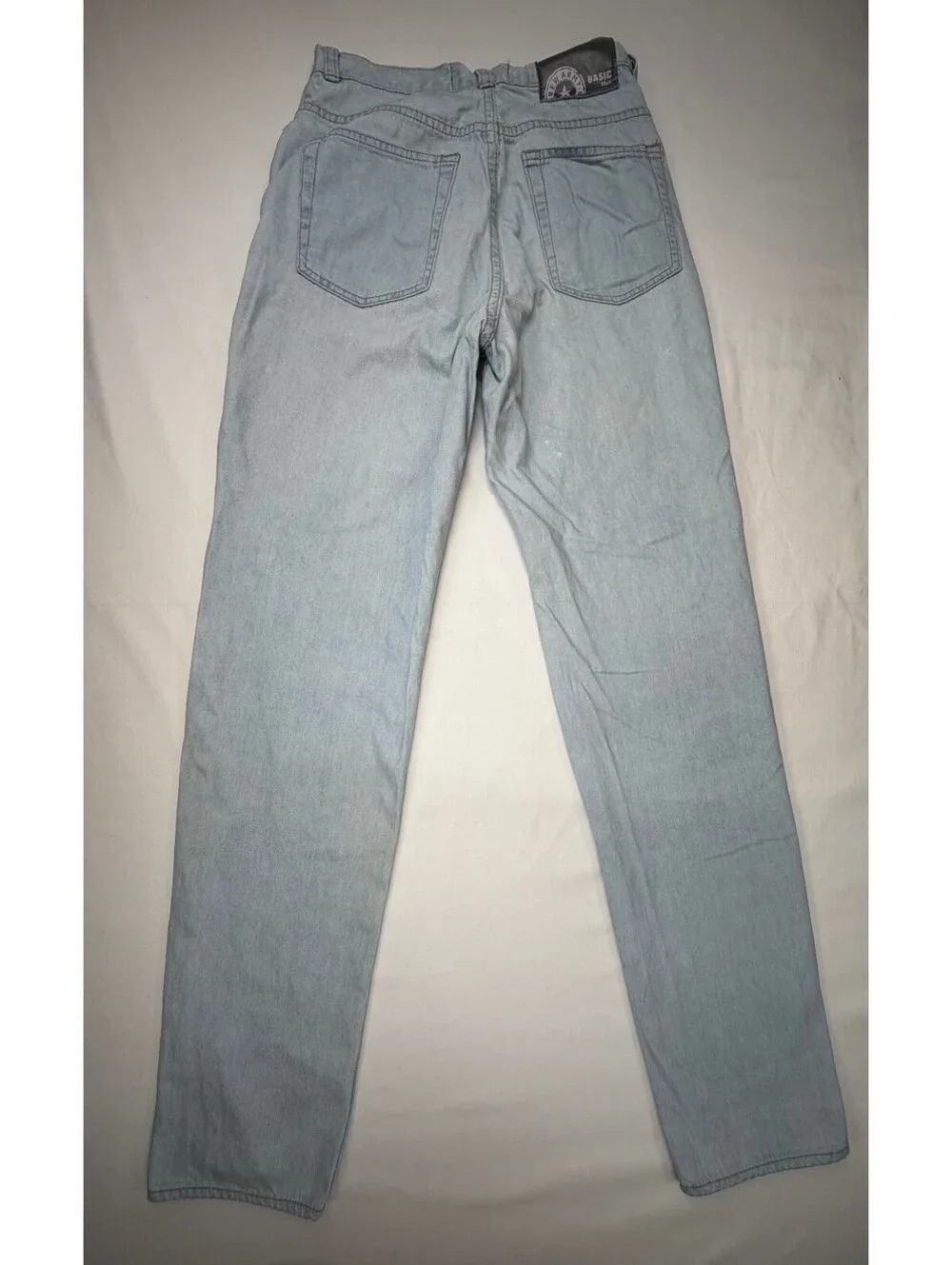 New Army Basic Men's Jeans Tapered Leg Mid-Rise Light Wash Zip Size 28 Blue